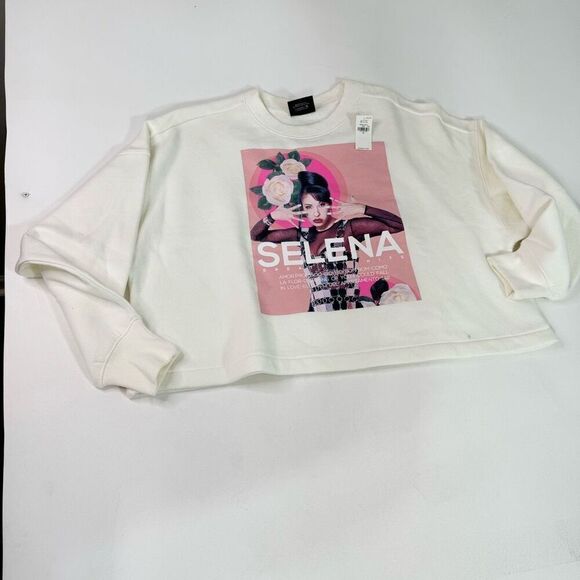 Old Navy Top Womens Medium White Selena Gomez Official Merchandise Sweatshirt NW - Picture 1 of 9